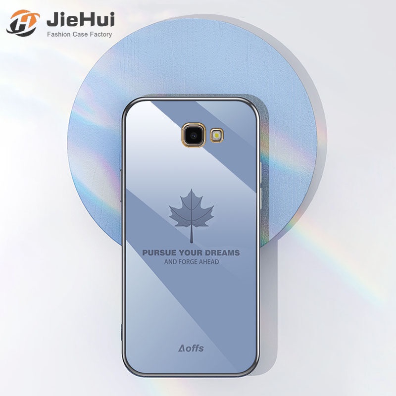 Ốp Điện Thoại TPU Mềm Mạ Chrome Hình Lá Phong + Dây Đeo Cho Samsung Galaxy J4 Plus / J6 Plus / J7 Prime / J5 Prime / J7 Pro / J7 2017