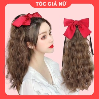 Tóc Giả Buộc Tóc Cột Xù Nơ Đỏ Tiểu Thư