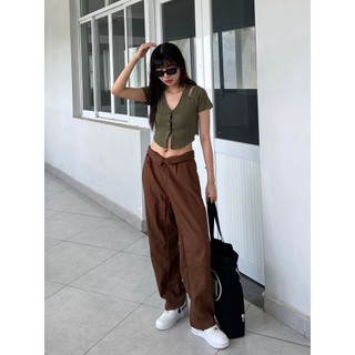 ÁO croptop nữ DOUBLE LAYER TOP chất thun gân tăm co giãn