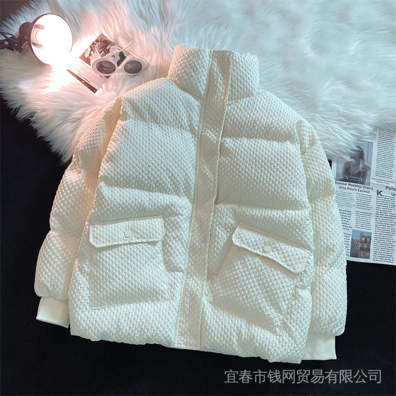 Áo Khoác Phao Cotton Dày Dặn Dáng Rộng Ngắn Cổ Đứng Kiểu Hàn Quốc Thời Trang Mùa Đông 2022