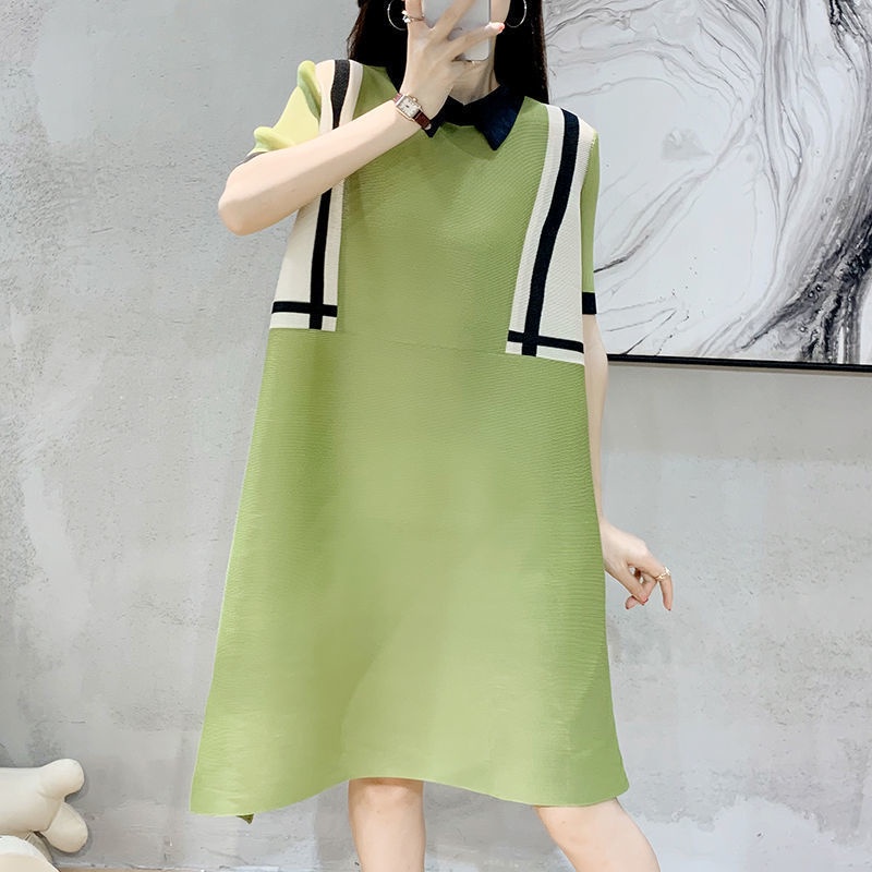 Đầm POLO Tay Ngắn Xếp Ly Dáng Ôm Thời Trang Mùa Hè 2022 Kích Thước Lớn Phong Cách Mới Cho Nữ
