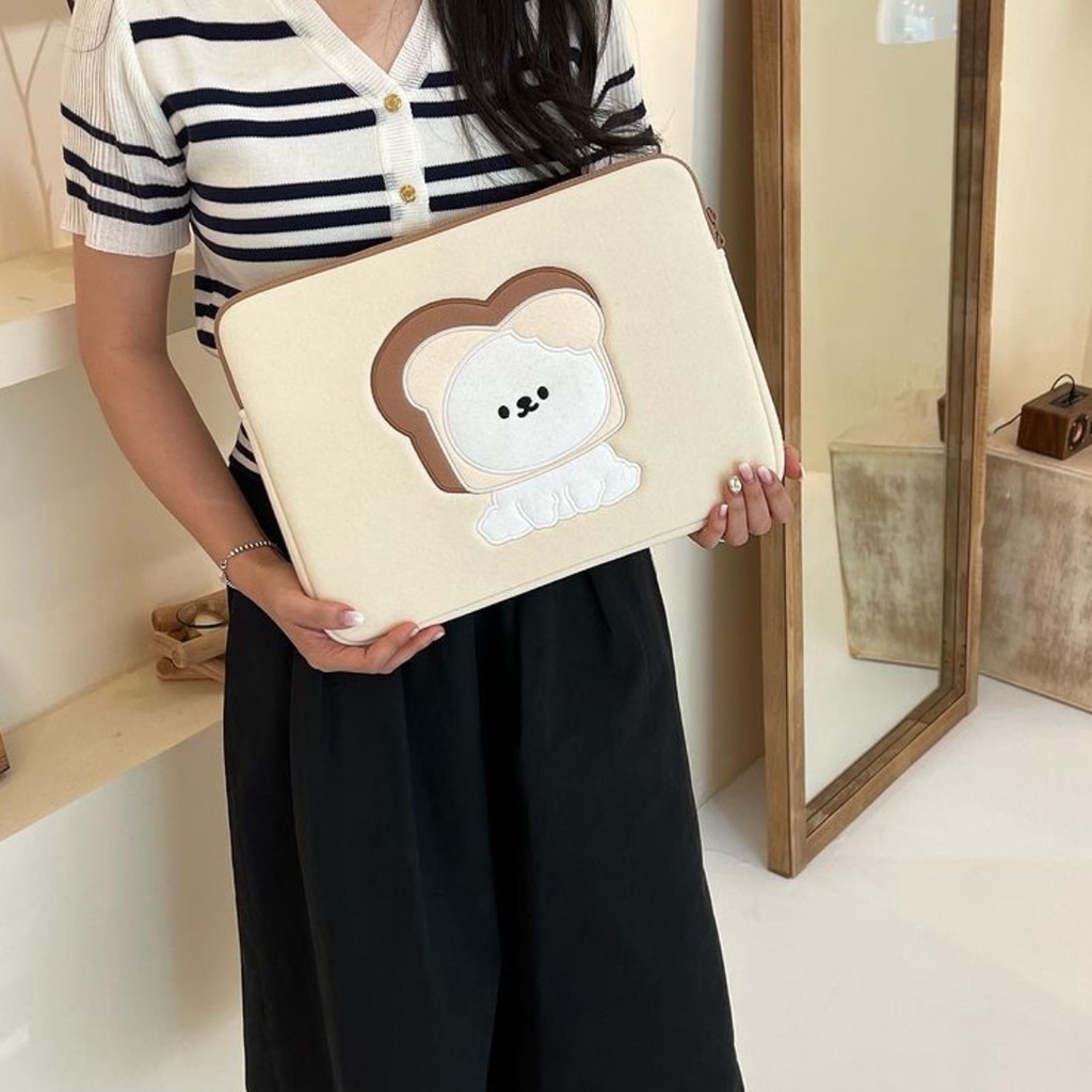 Túi Đựng Laptop Họa Tiết Bánh Mì Nướng Dễ Thương Cho Ipad Pro 11 12.9 ASUS 11 13 14 15 15.6 Inch