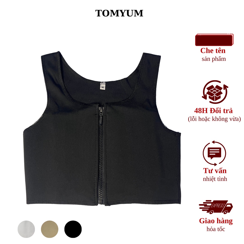 Combo 2 Áo nịt ngực tomboy khóa kéo trước không viền chất liệu poly mềm mịn không xù đổ lông