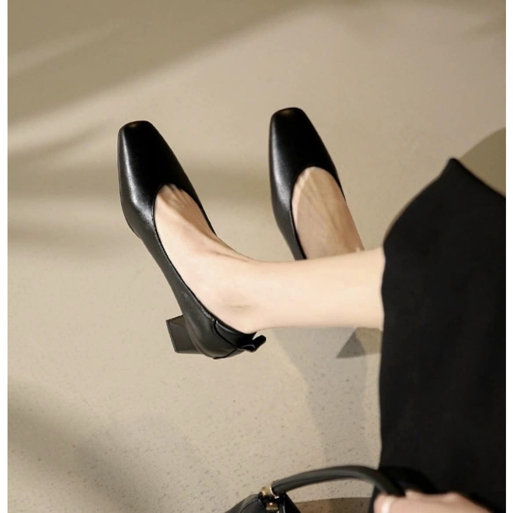 Giày cao gót nữ, giày gót vuông 5p thời trang công sở cổ giày co giãn ôm chân GUUEM GCL125