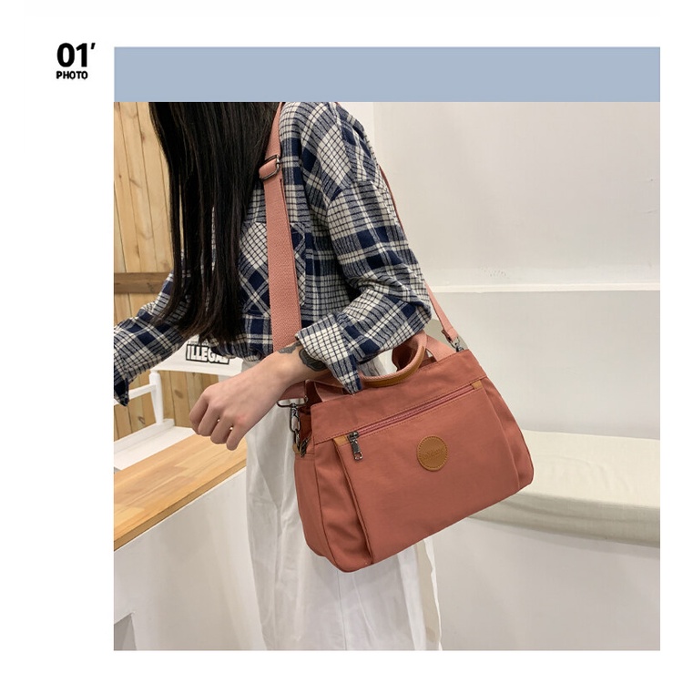 Menas Túi Đeo Vai Bằng Vải canvas nylon Sức Chứa Lớn Thời Trang Dễ Phối Đồ Dành Cho Học Sinh