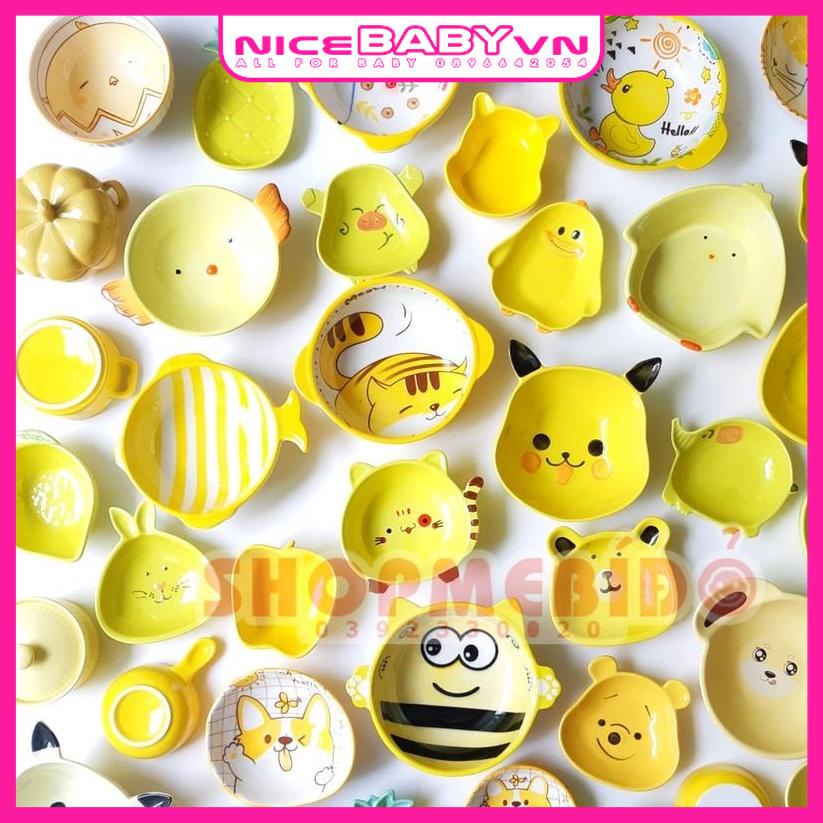 Bát Ăn Dặm Gốm Sứ Kiểu Nhật Màu Vàng Cao Cấp Nhiều Hình Cho Bé Nicebabyvn