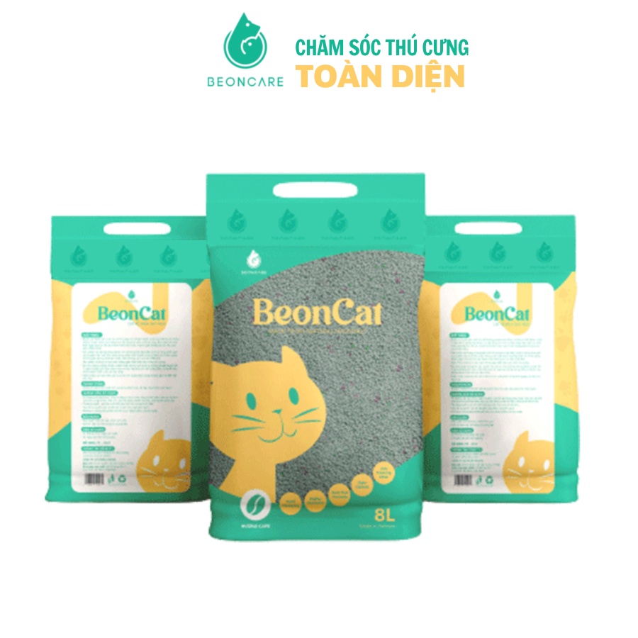 Cát vệ sinh cho mèo Beoncat 4kg (tương đương 9 Lít) Siêu vón, Khử mùi triệt để, diệt khuẩn, không bụi