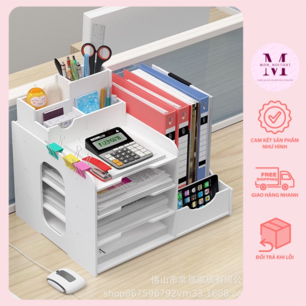 Kệ Văn Phòng, Giá Đựng Tài Liệu Hồ Sơ Giấy A4 Chất Liệu Gỗ Nhựa Cao Cấp Chịu Lực Tốt Chống Cong Vênh