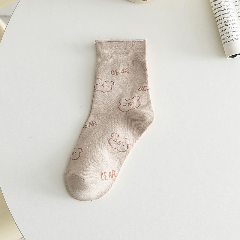 Vớ cotton Cổ Cao Màu Cà Phê Nhạt Thời Trang Thu Đông Dễ Thương Cho Nữ