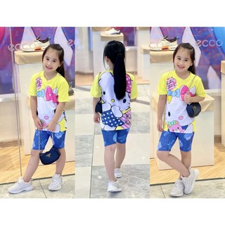 Bộ ngố thun lạnh 100% in hình siêu mềm đẹp cho bé gái size nhí từ 9 đến 21kg - Bộ quần áo bé gái
