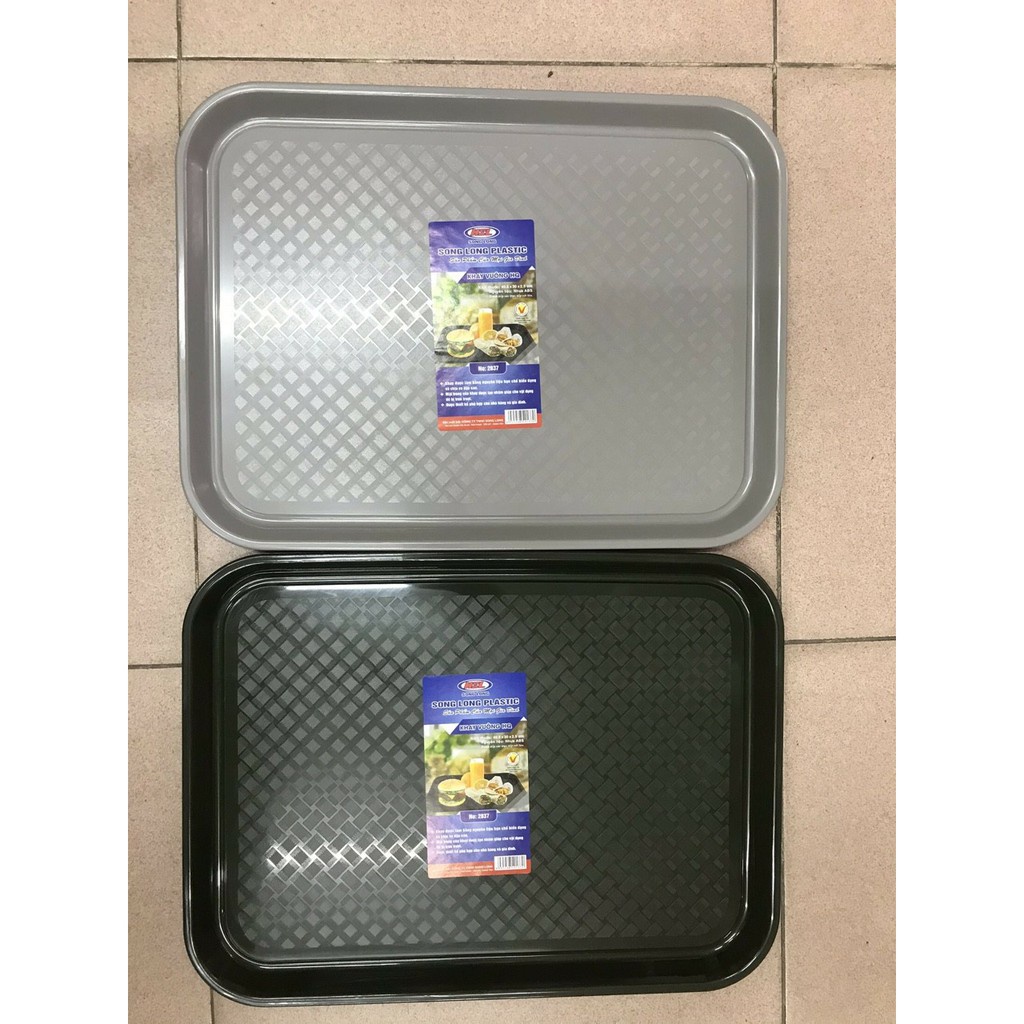 Khay nhựa Hàn Quốc Song Long chữ nhật, tròn bưng bê phục vụ nhà hàng, khách sạn