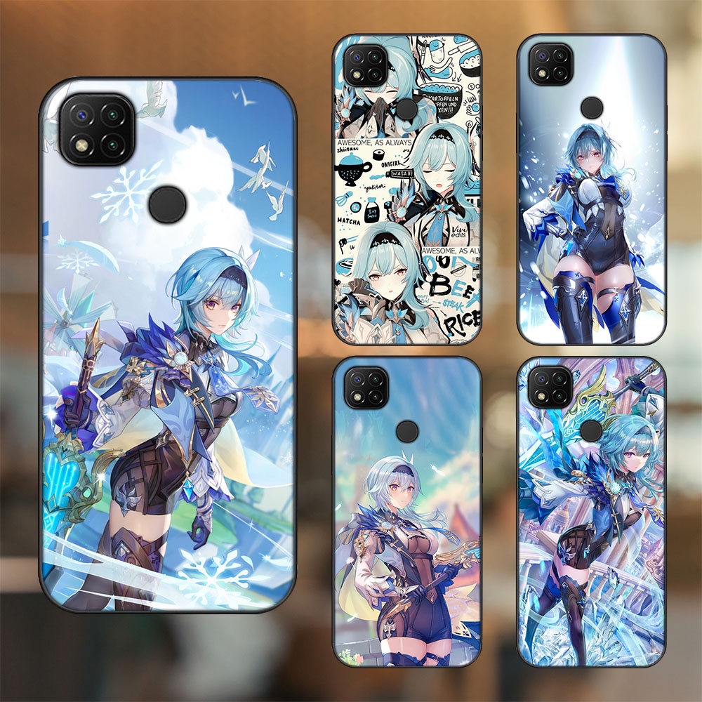 Ốp lưng Xiaomi Redmi 9C viền đen in hình Eula Genshin Impact