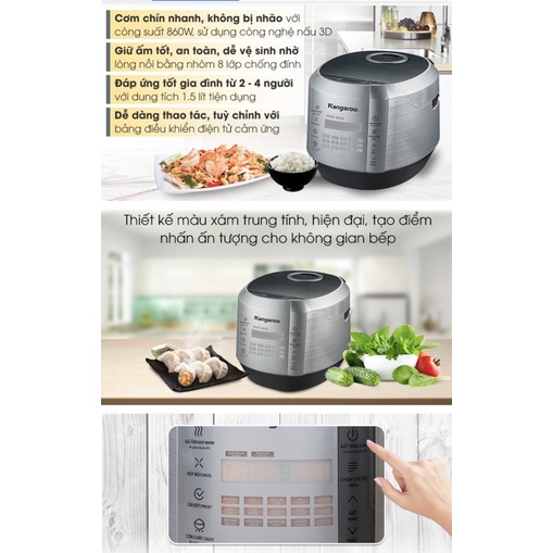 Nồi cơm điện tử Kangaroo 1.5 lít KG598 - Hàng trưng bày
