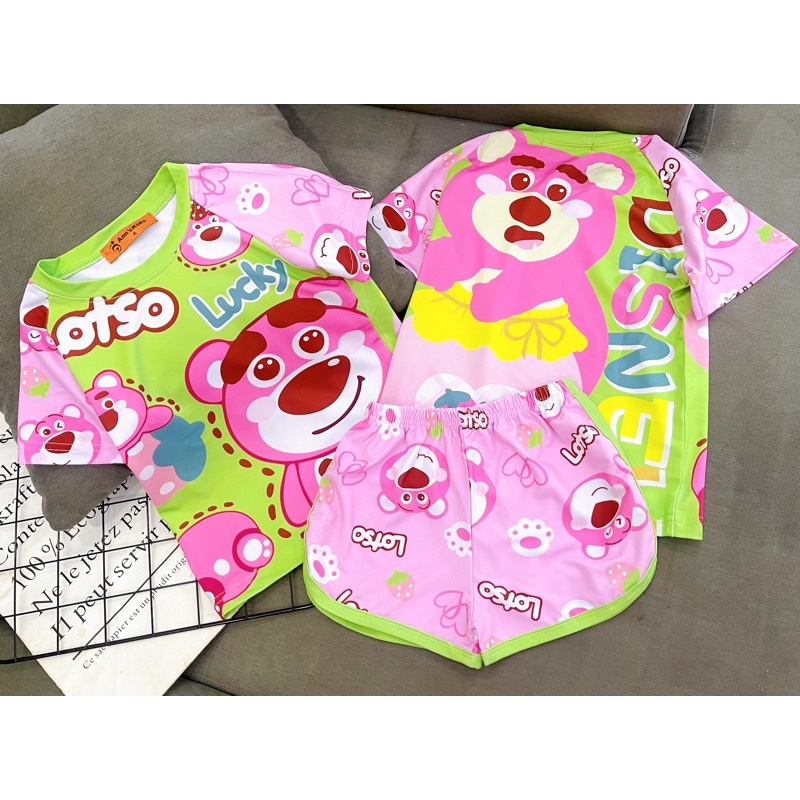 bộ thun lạnh in hình 3D siêu xinh cho bé gái-bộ hè bé gái