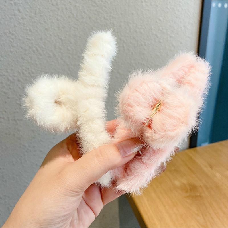 Kẹp Tóc Phủ Lông Phong Cách Hàn Quốc Đơn Giản Thời Trang Cho Nữ