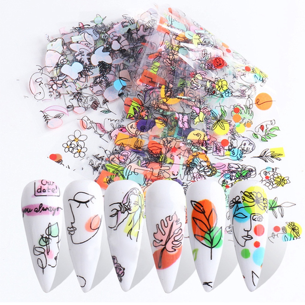 Bộ 10 Miếng Dán Đường Viền Hình Học Dễ Phối Đồ Trang Trí Móng Tay Nghệ Thuật