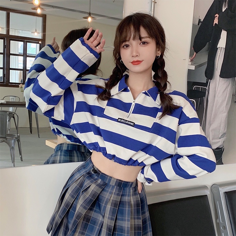 Áo Sweater Dáng Rộng Kẻ Sọc Kiểu Hàn Quốc Thời Trang Mùa Thu 2022 Cho Nữ