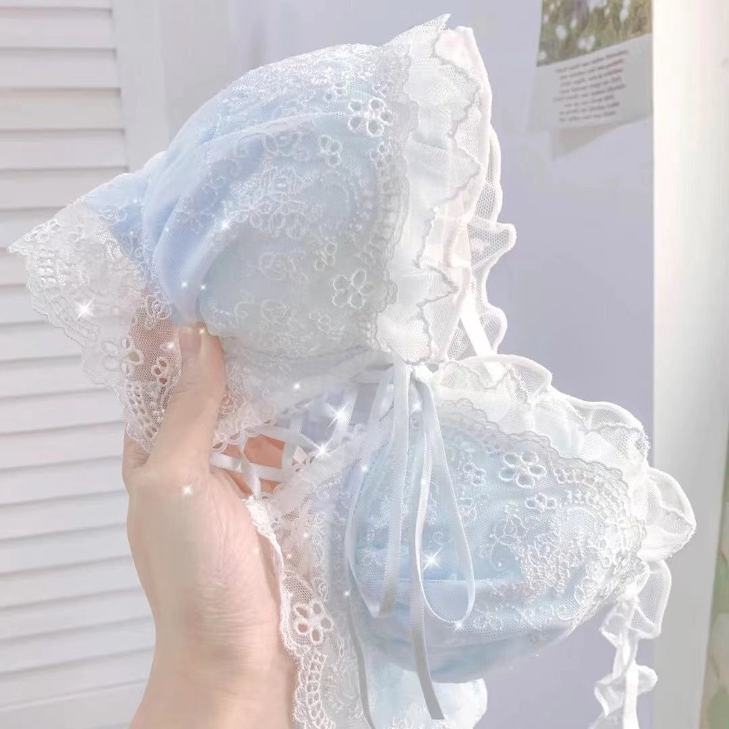 Bộ Đồ Lót Không Gọng Thép Phối Dây Ruy Băng Kiểu Nhật Bản 7.1