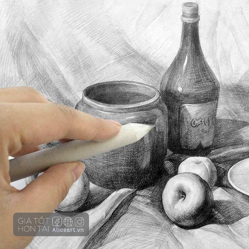 Bộ di chì vẽ truyền thần KUELOX  giúp tán, làm mịn màu, phấn, than -