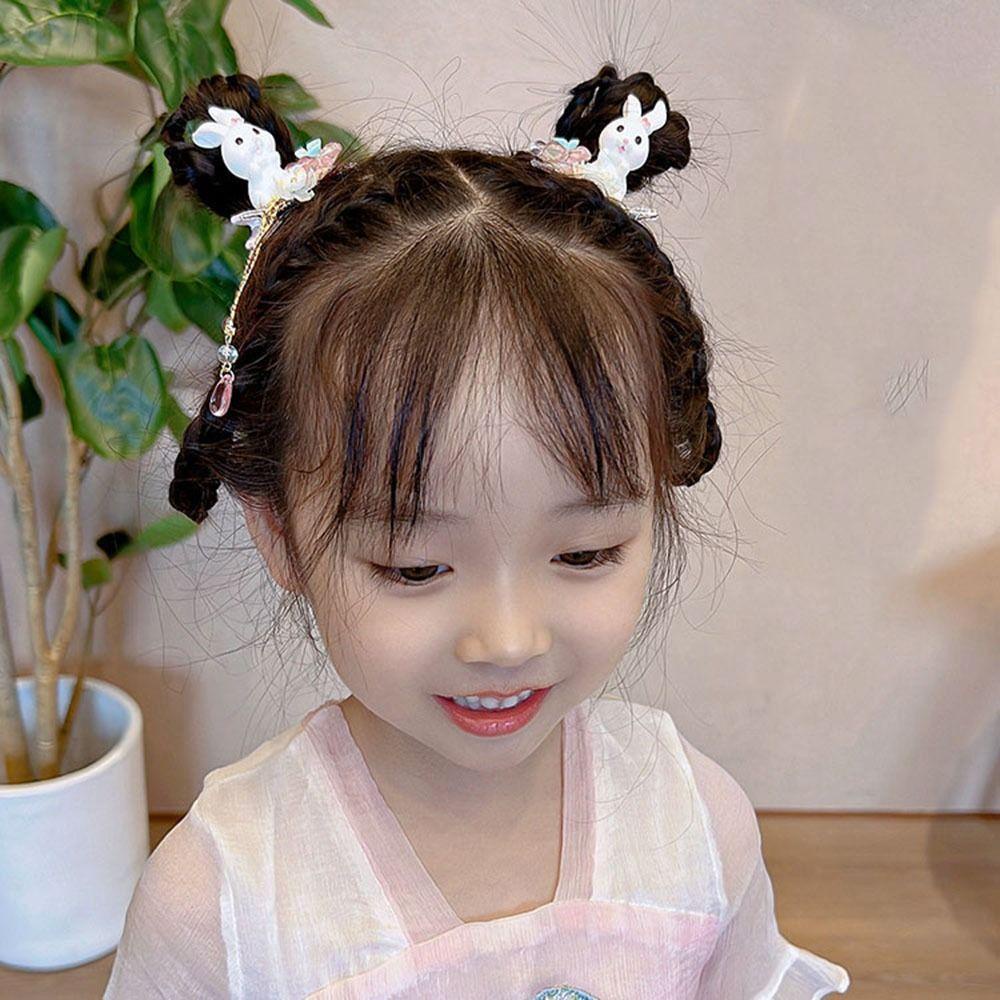 Kẹp Tóc Hình Thỏ Và Hoa Phối Ruy Băng Dễ Thương