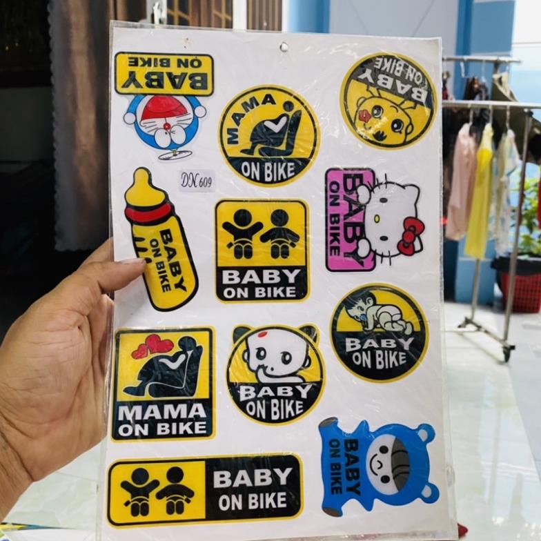 Tem sticker baby in car dễ thương