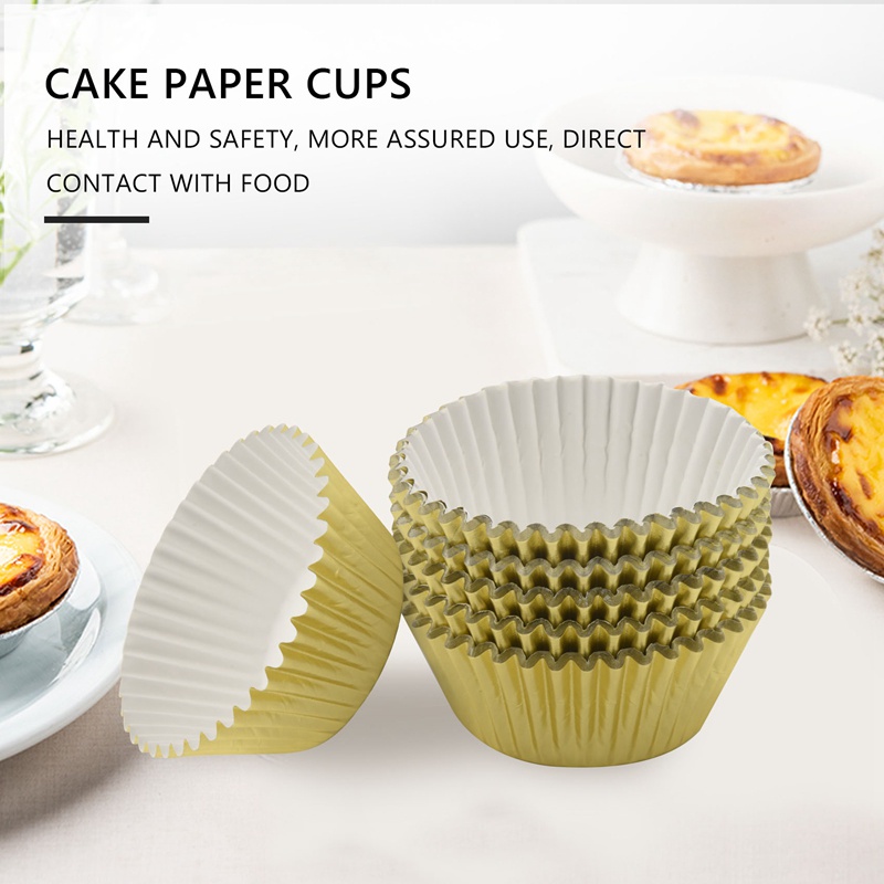 Bộ 500 Cốc Giấy Mini 5cm Màu Vàng Kim Dùng Làm Bánh Muffin Đường Kính