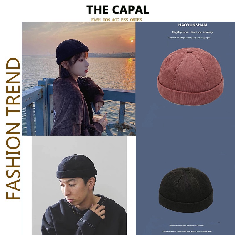 Mũ nồi tròn THE CAPAL không vành nhiều màu sắc trơn tùy chọn thời trang unisex