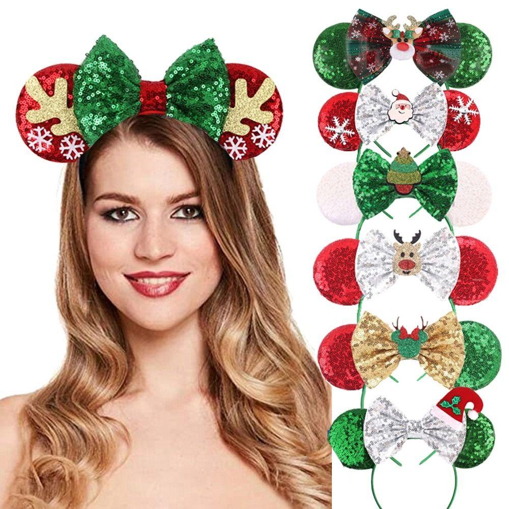 Băng Đô Cài Tóc Hình Tai Chuột Mickey Giáng Sinh Năm Mới Cho Nữ