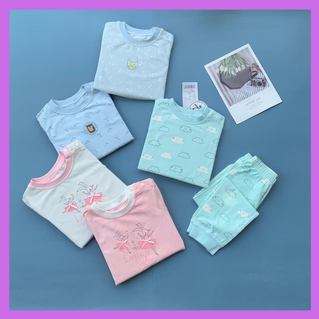 Bộ thu đông dài tay cotton cho bé, bộ mỏng cài vai bé trai, bé gái 10 - 16kg.