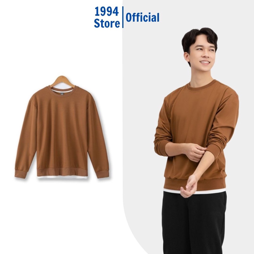 Áo Sweater Dài Tay Nam Phối Layer 1994 Fashion Chất liệu Nỉ Da Cá From Dáng Năng Động Trẻ Trung Basic