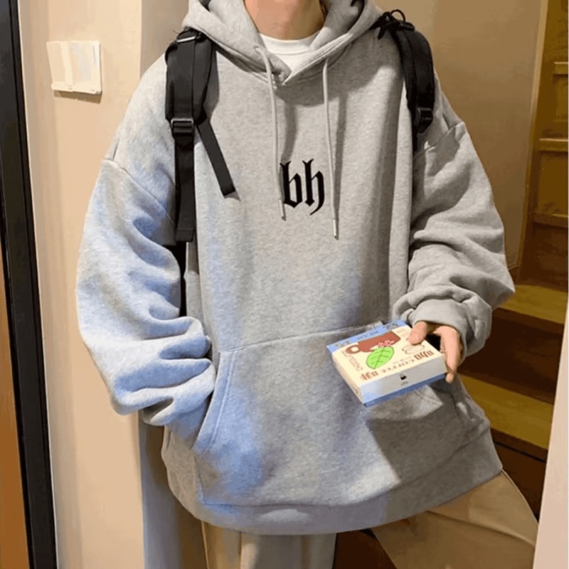 Áo Hoodie Dáng Rộng Cỡ Lớn In Chữ Thời Trang Hàn Quốc Chất Lượng Cao Cho Nam Size M-5XL