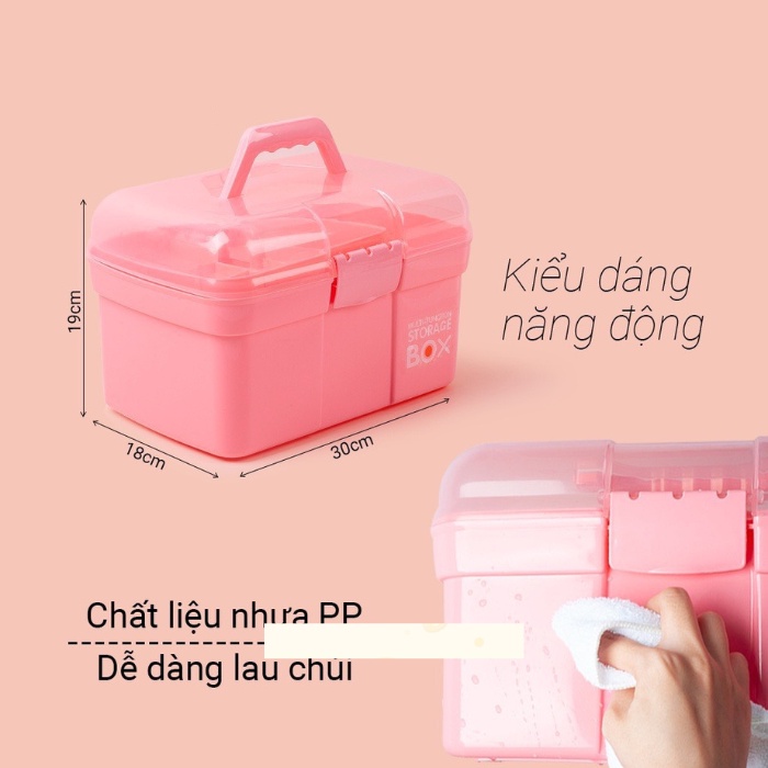 Cốp nhựa đựng đồ nail màu hồng tiện lợi – cốp đựng đồ nail giá rẻ., phụ kiện làm nail.