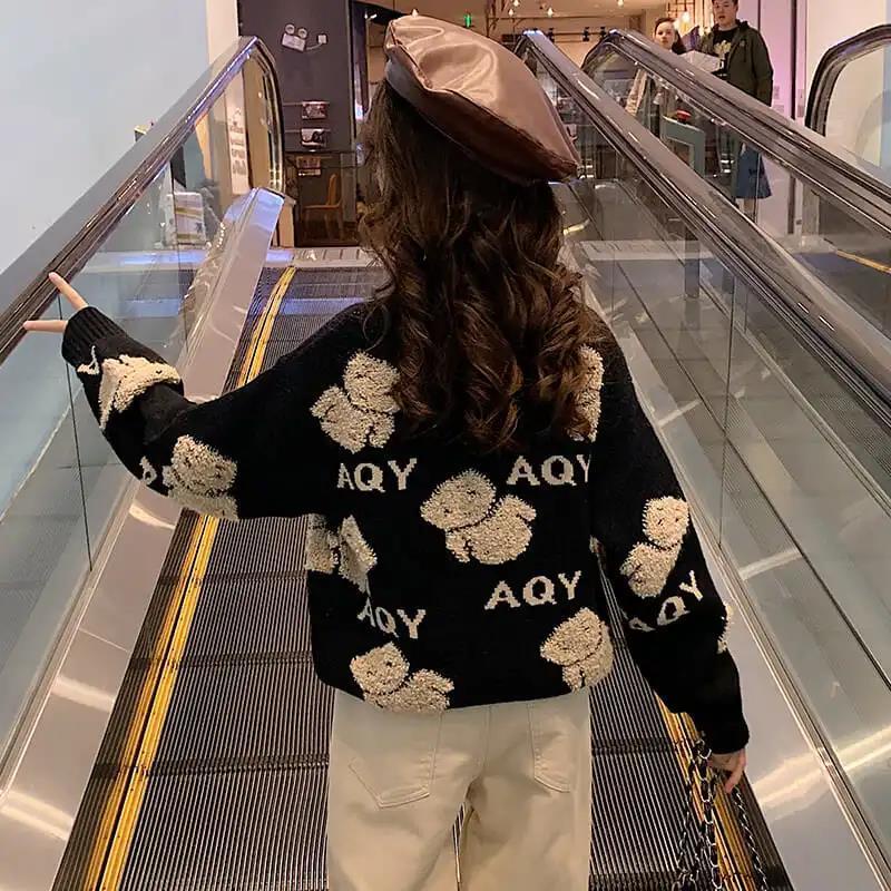 Áo len cho bé gái áo len trẻ em lớn áo len trẻ em áo len dệt kim áo len bé gái áo len mùa đông quần áo trẻ em thời trang trung bình trẻ em lớn