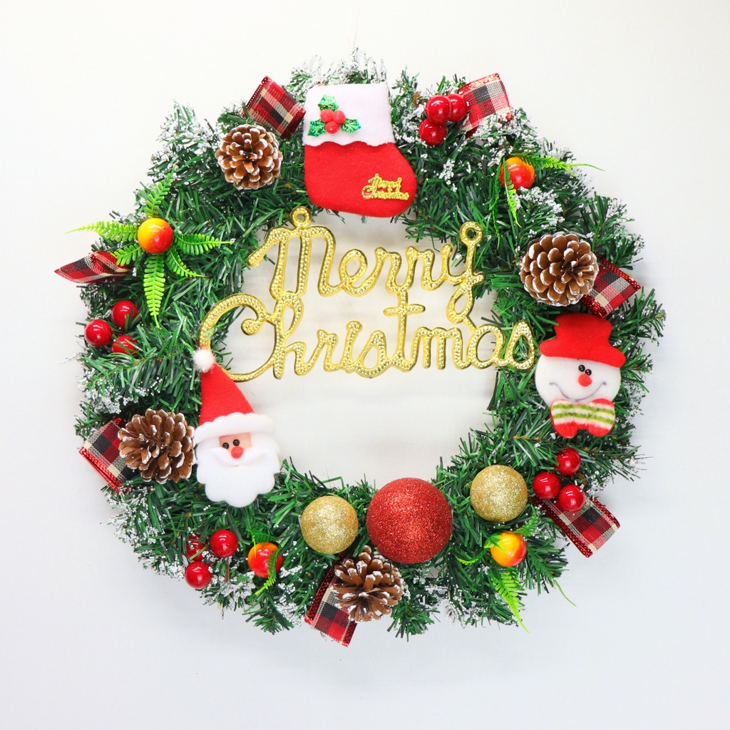 Vòng Hoa Trang Trí Noel D66 Tặng Kèm Đèn Vòng Nguyệt Quế Giáng Sinh