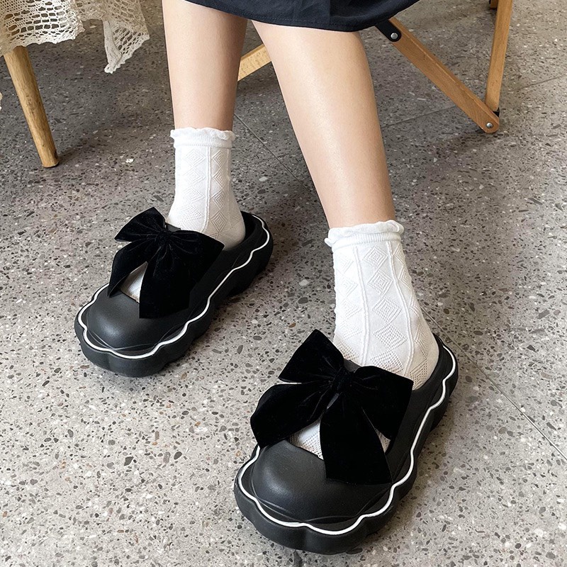 Dép Cross, Sục nữ đính NƠ NHUNG êm, bền, nhẹ sang chảnh phong cách HÀN