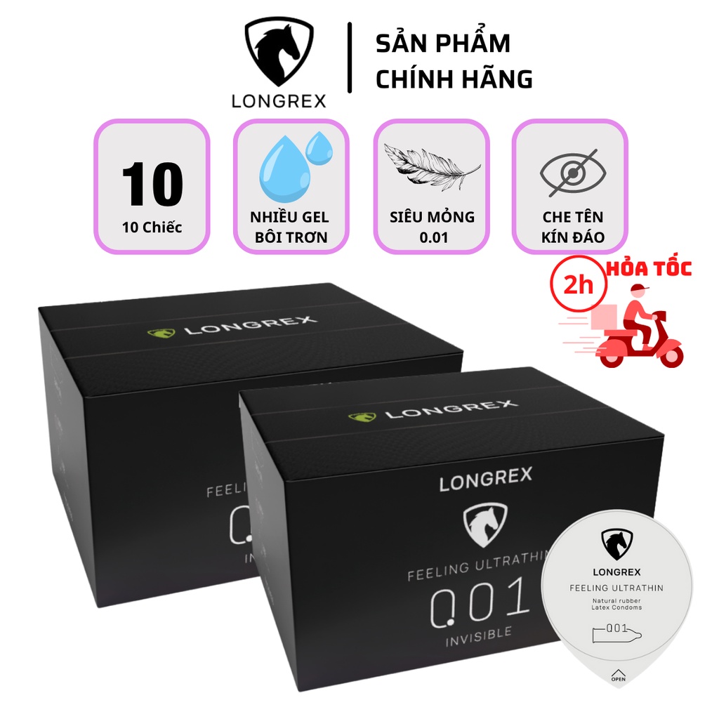 Bao cao su 0.01 siêu mỏng kéo dài thời gian quan hệ Longrex invisible ...