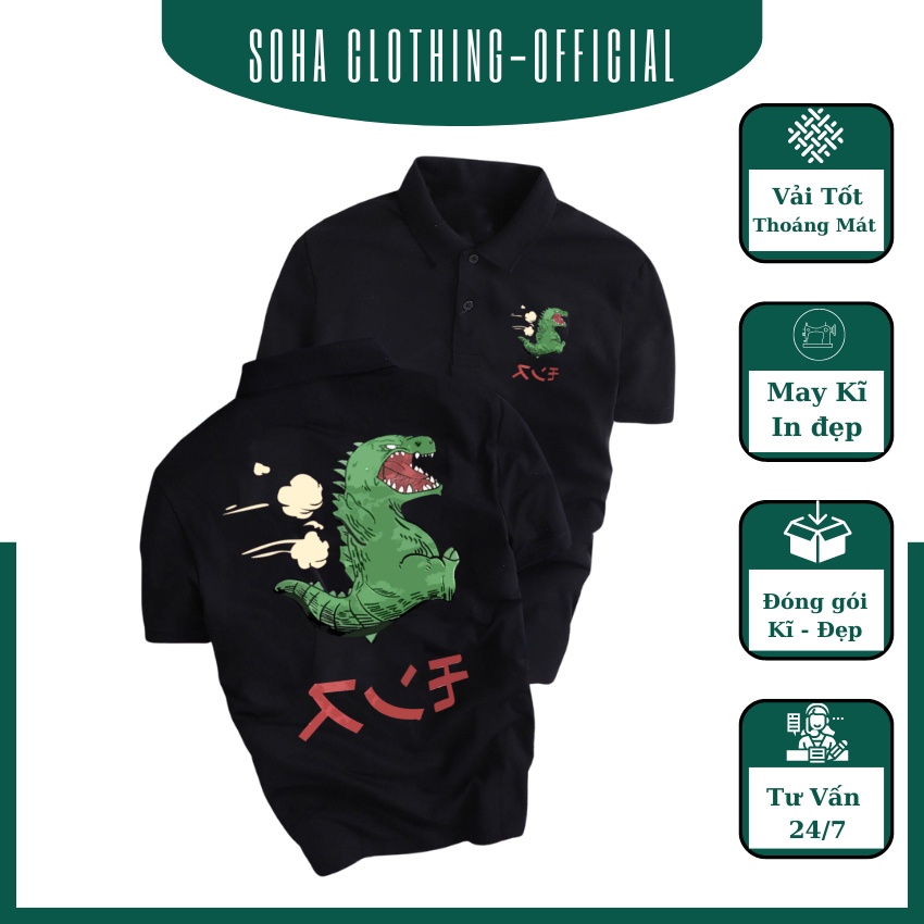 Áo polo nam , cổ dệt bo len , hình in sắc nét ,áo thun nam có cổ tay ngắn thanh lịch PLĐ2 - Soha Clothing