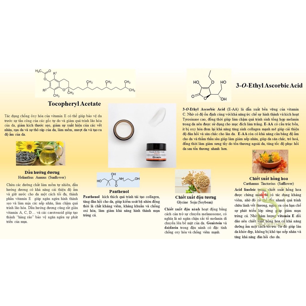 Kem Dưỡng Trắng Da Mờ Thâm CIRACLE Vitamin E5 Max Cream Whitening 50ml