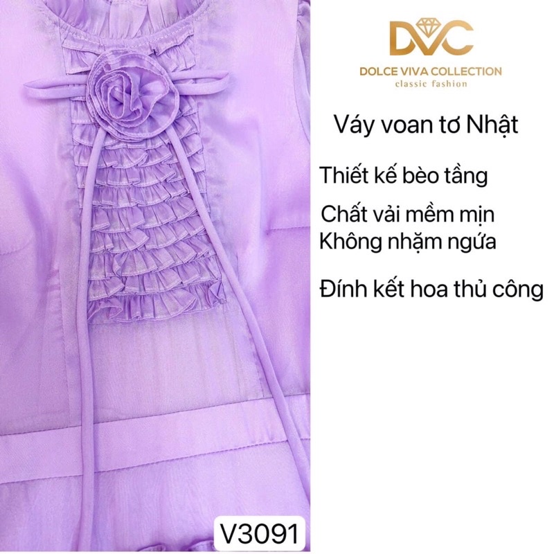 V3091 váy voan tơ màu tím