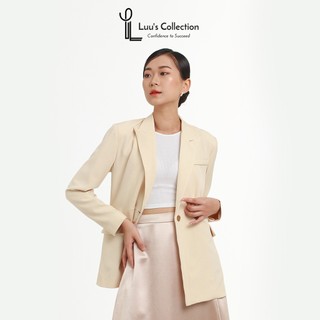 Áo Khoác Blazer Một Khuy Màu Kem Chất Vải Linen Luu's Collection