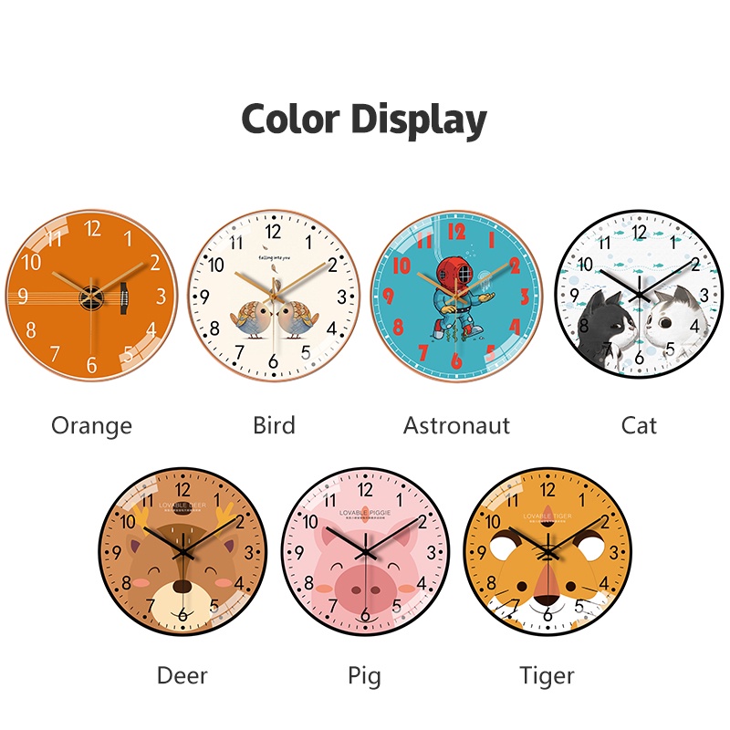 Đồng Hồ Treo Tường 20Cm Thiết Kế Hình Động Vật Hoạt Hình Đơn Giản Hiện Đại