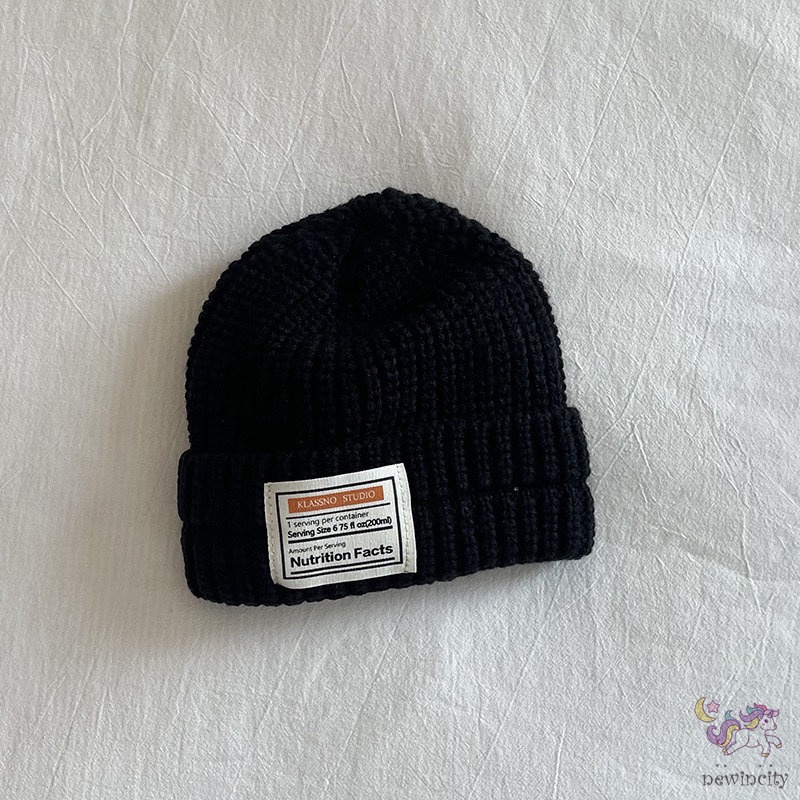 Mũ Beanie Dệt Kim Co Giãn In Chữ Thời Trang Hàn Quốc Cho Bé