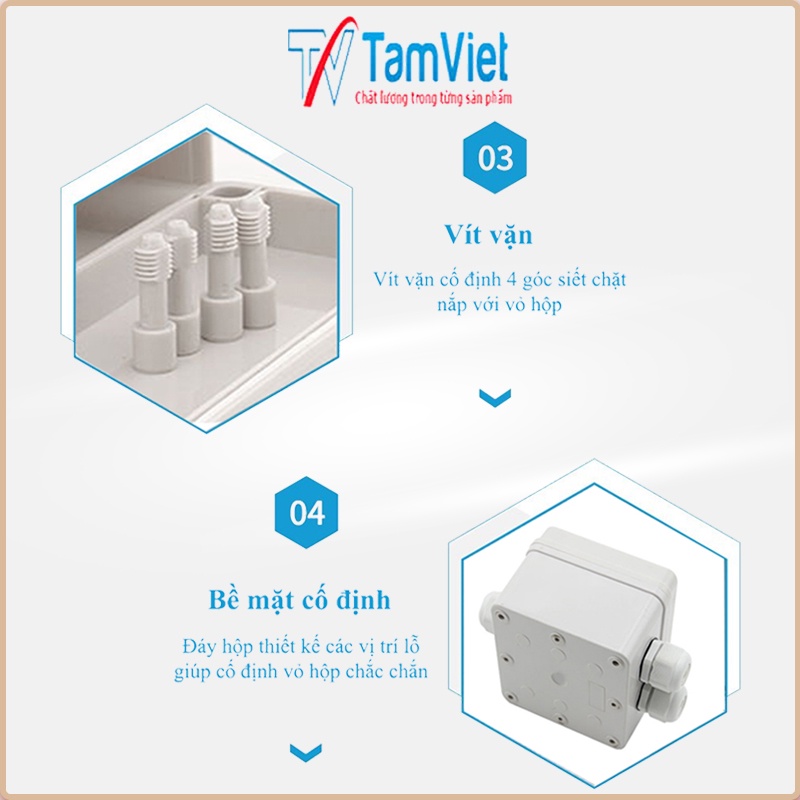 Hộp nối điện 2 ngả, hộp đấu nối dây điện chống thấm nước 5 cầu mắt ghép dùng ngoài trời cho đèn chiếu sáng