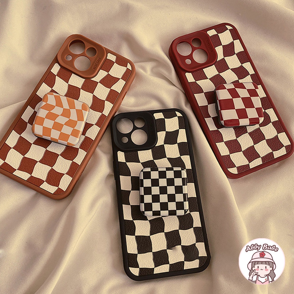 Giá Đỡ Điện Thoại Có Túi Khí Họa Tiết Houndstooth 3D Nhiều Màu Sắc Dành Cho IP Android