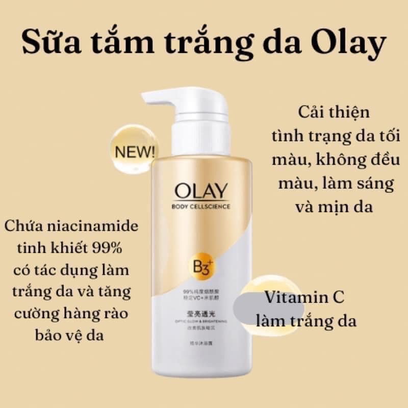 Sữa Tắm OLAY B3+Vitamin C 500ml Siêu Dưỡng Trắng Da, Cấp Ẩm Và Đàn Hồi Cho Da