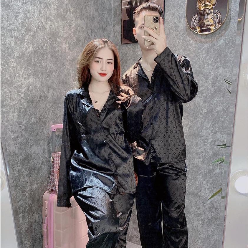 Bộ Đồ Ngủ Nam Nữ, Bộ Pijama Cao Cấp Chất Liệu Lụa Tô Châu Mềm Mịn Sang Trọng THE1997