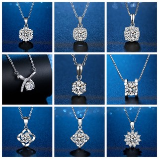  Kim Cương Nhân Tạo Moissanite   6.5mm Dây chuyền bạc tinh khiết S925 Một carat màu D có thể vượt qua bút kim cương với giấy chứng nhận kiểm tra mặt dây chuyền 