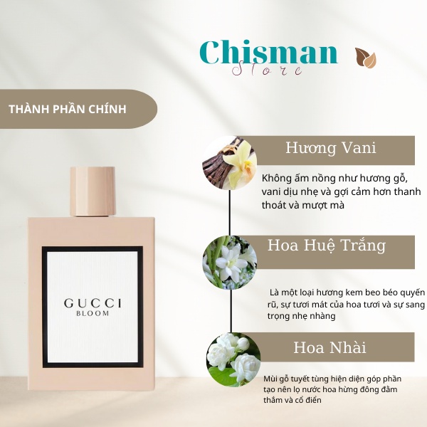 Nước hoa nữ cao cấp Bloom EDT 100ml- Hương thơm nữ tính quyến rũ ngọt ngào, lưu hương lâu- Chisman