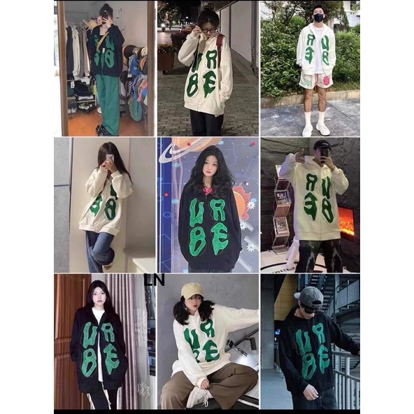 Áo khoác nỉ Ubre chữ xanh mũ 2 lớp TH6