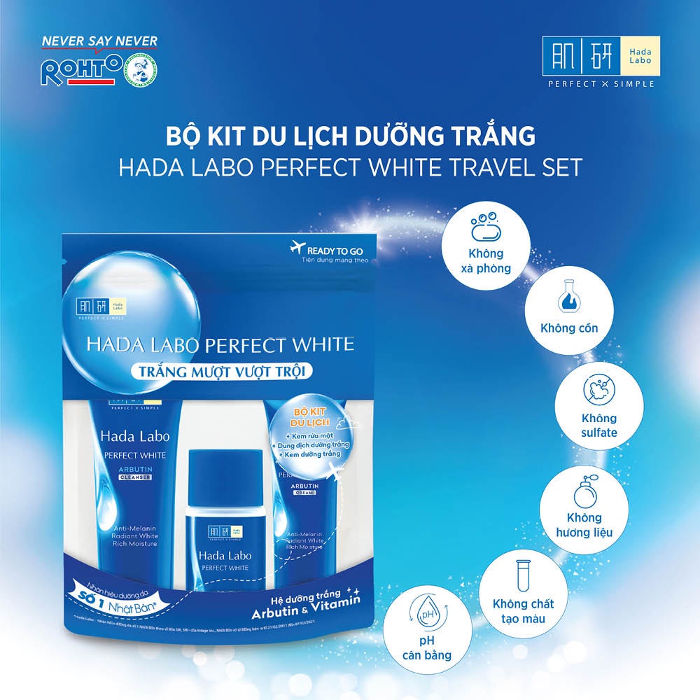 (HSD 4/2025) Bộ kit dưỡng trắng tối ưu Hada Labo Perfect White Trial Set